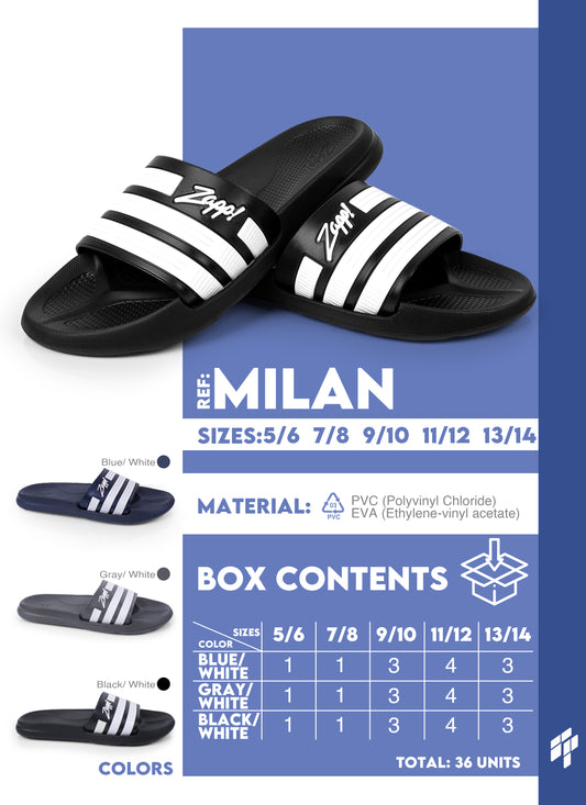 Milan Men - Black-White/Blue-White/Gray-White