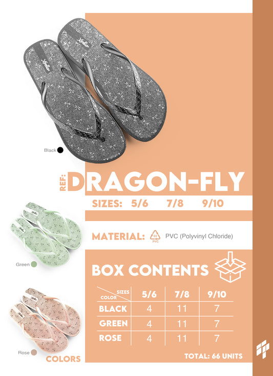 Dragon Fly Women - Black/Green/Light Pink