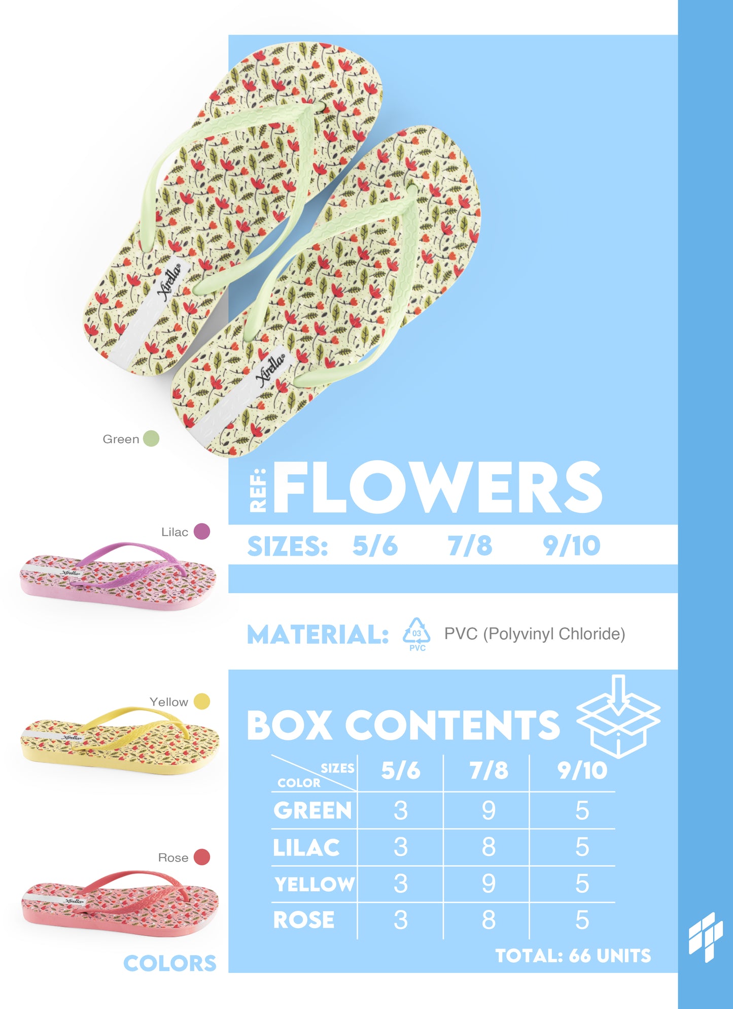 Flowers Women - Green/Light Purple/Light Yellow/Pink