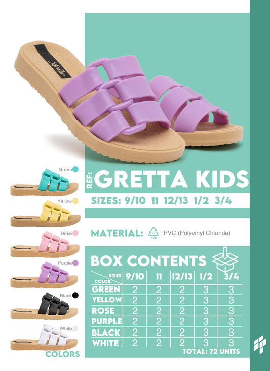 Gretta Kids - Black/Green/Light Pink/Purple/White/Yellow