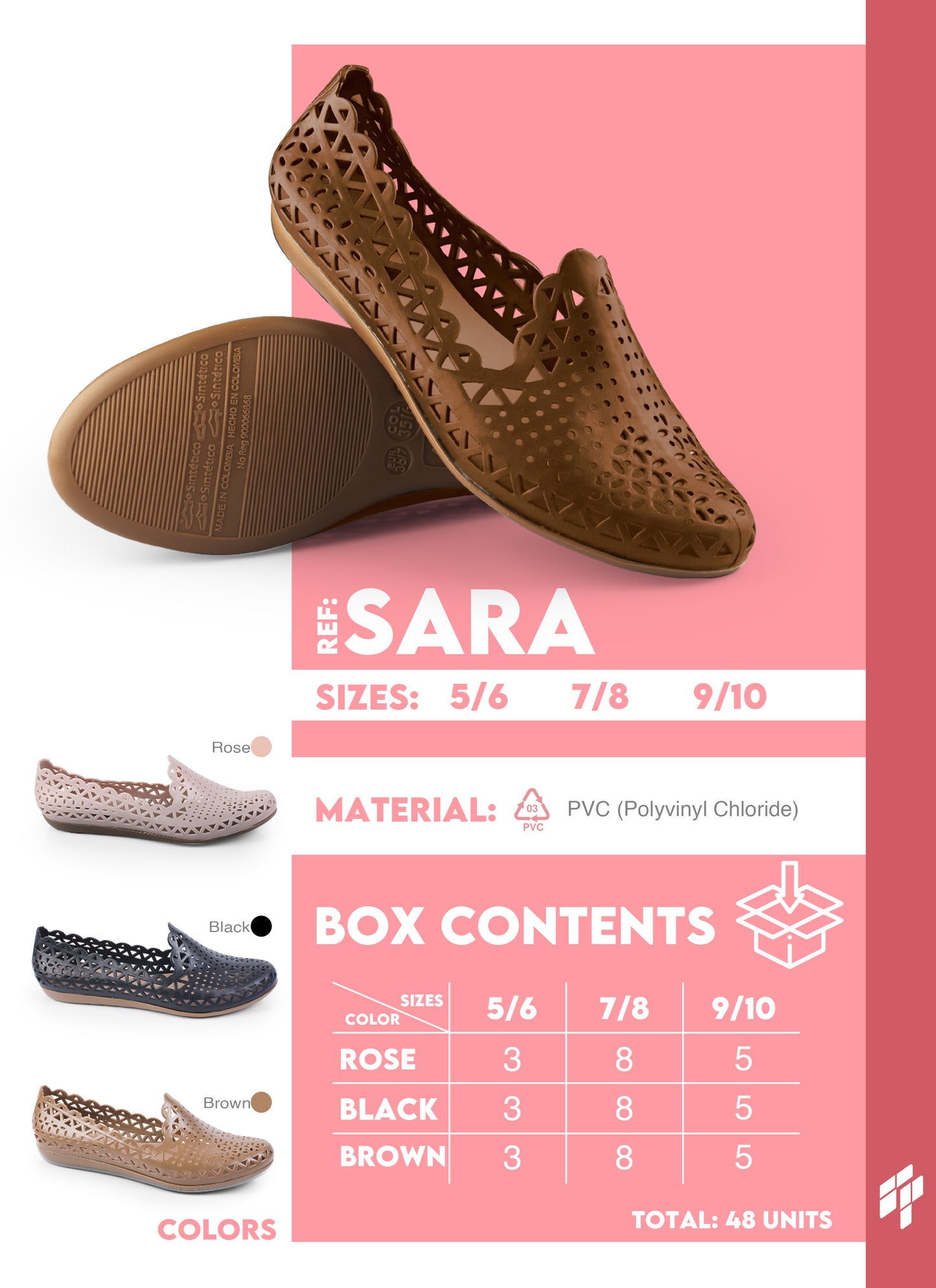 Sara Women - Black/Camel/Pink