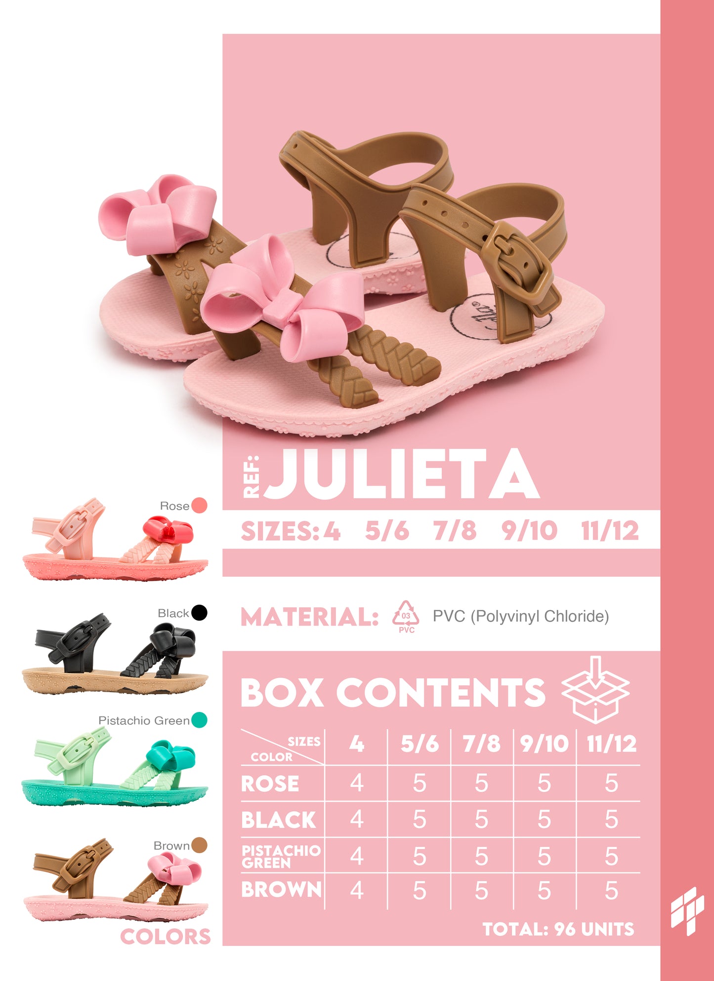 Julieta Kids - Black/Brown/Green/Pink