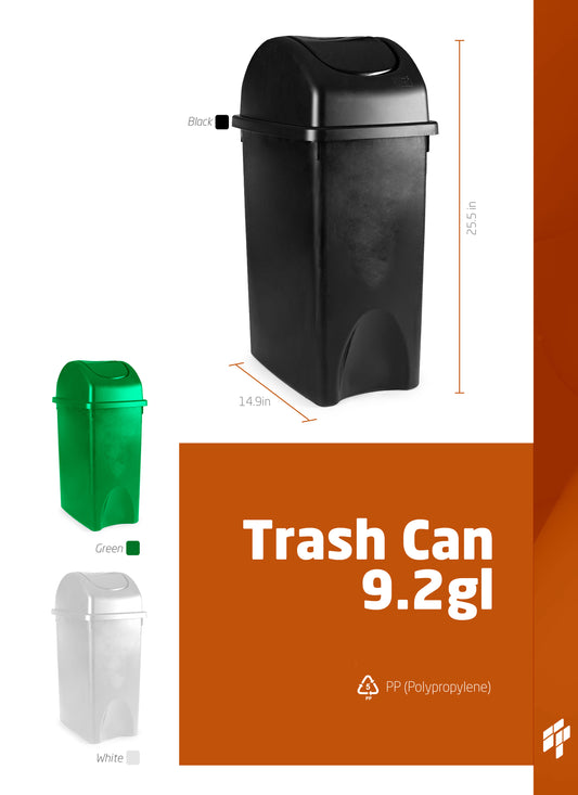 Trash Can 9.2 GL - Black/Green/White