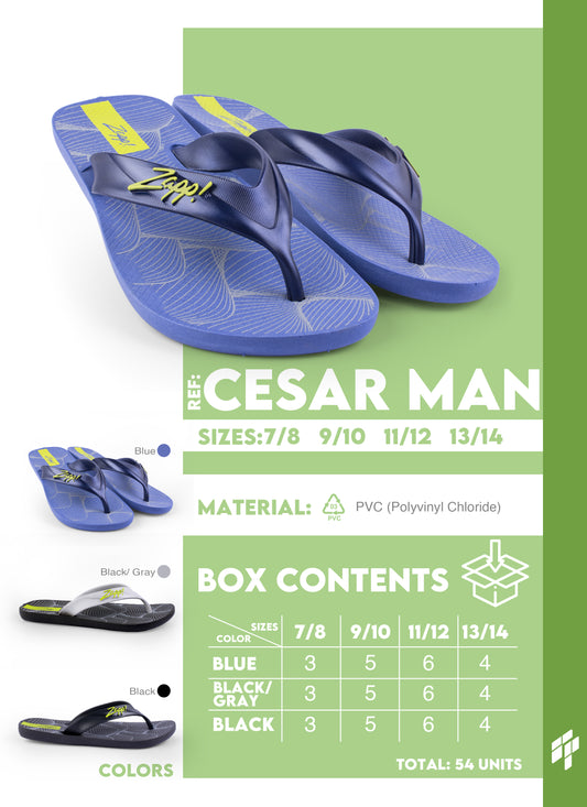 Cesar Men - Black-Black/Black-Gray/Blue