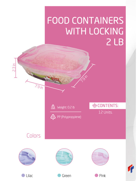 Food Containers with Locking 2 lb