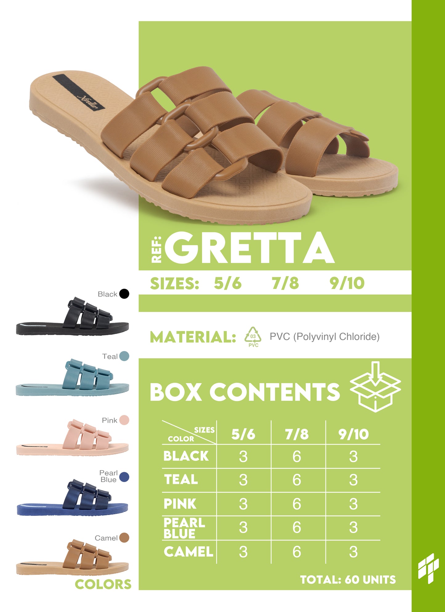 Gretta Women - Black/Camel/Pearl Blue/Pink/Teal