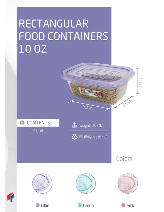 Food Containers Rectangular 10 oz