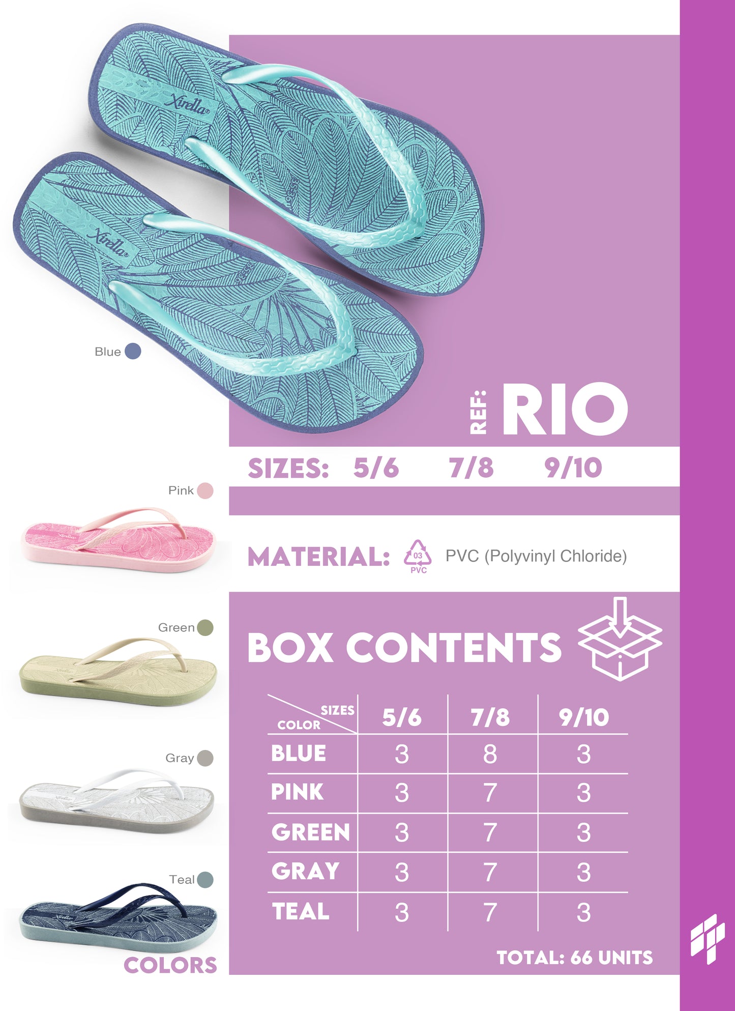 Rio Women - Blue/Gray/Green/Pink/Teal