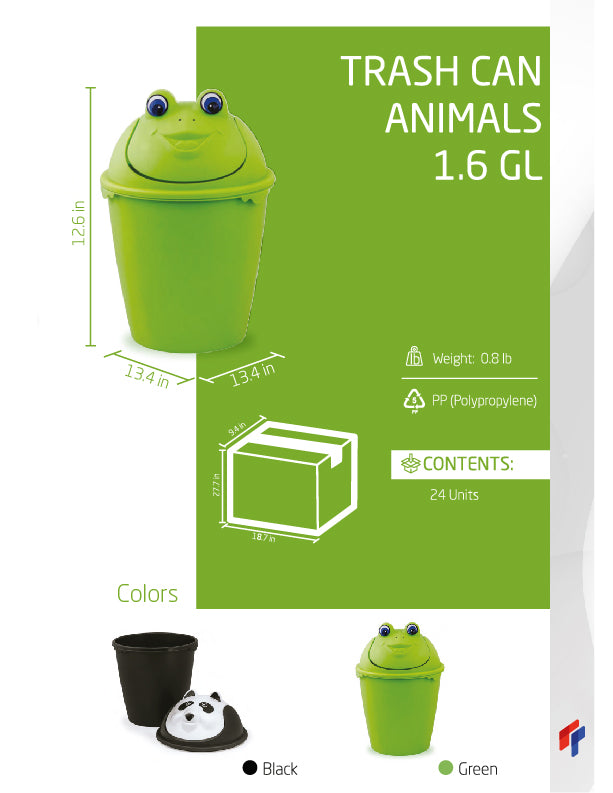 Trash Can Animals 1.6 GL - Panda/Rana