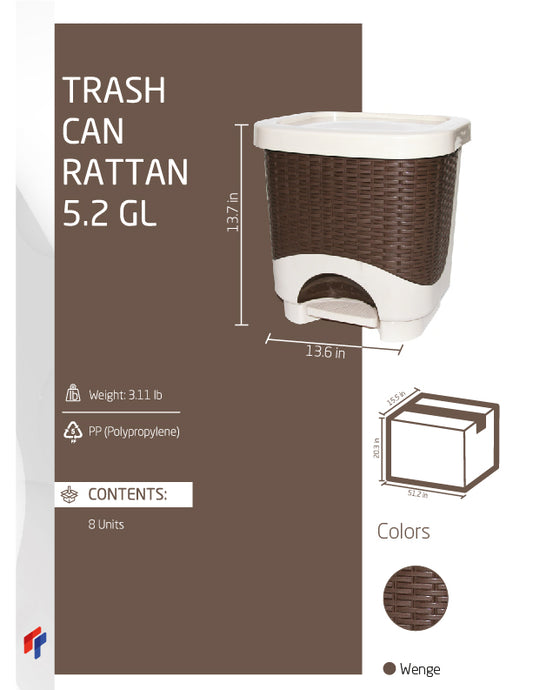 Trash Can Rattan Step 5.2 GL - Beige/Rattan